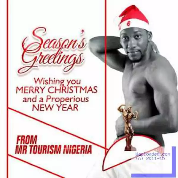 Mr Tourism Nigeria Releases Sexy Christmas Photos, Strips To His Pants